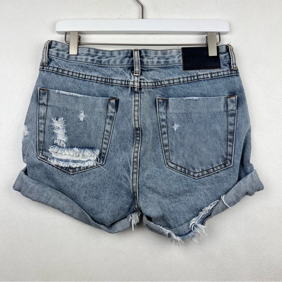 one x one teaspoon Chargers distressed denim cutoff jean shorts - Picture 3 of 11